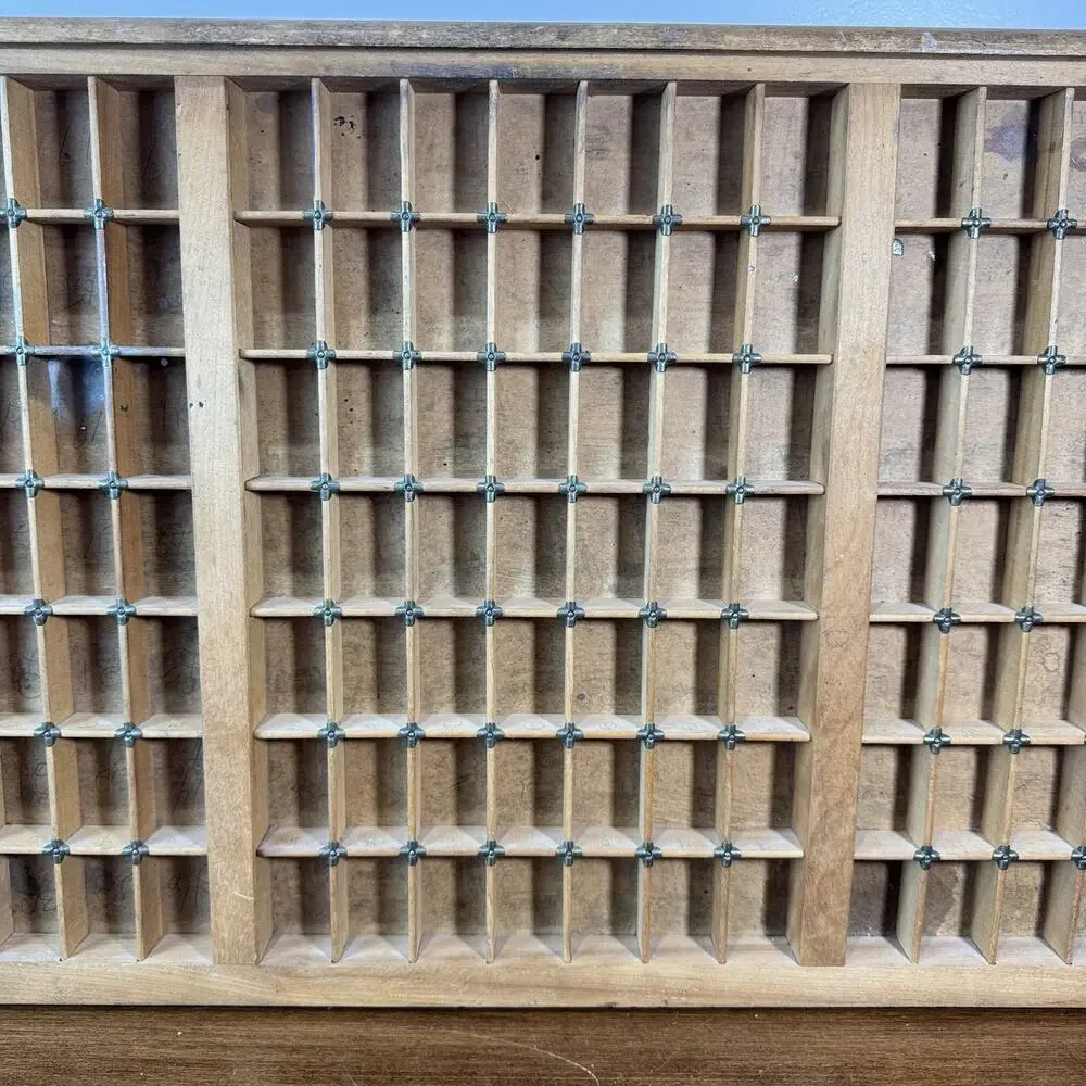 Antique New Departure Patented Printer's Type Case Drawer Wood Trinket Shelf